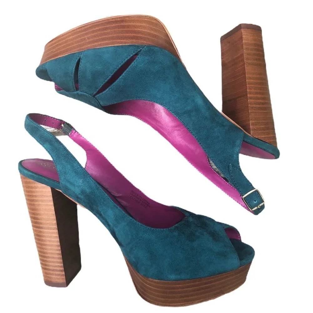 Trina Turk Joni Platform Heels in Aqua
